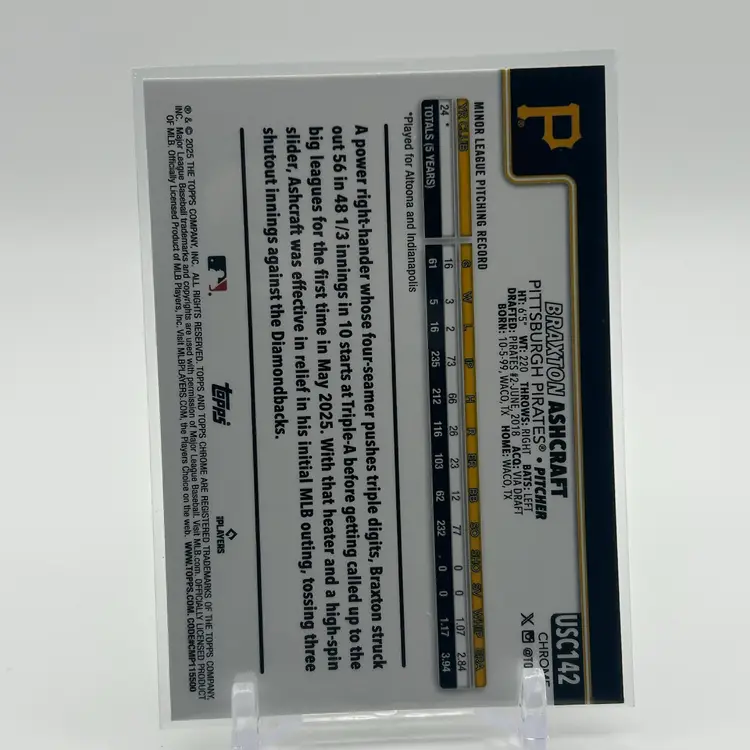 Braxton Ashcraft 2025 Topps Chrome Update X-fractor (RC) Pittsburgh Pirates