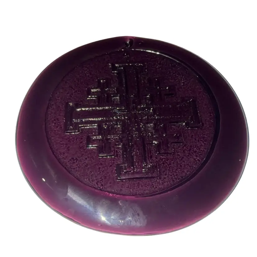 Vintage BLENKO Glass Aubergine Purple Amethyst JERUSALEM CROSS Sun
Catcher - LARGE - 8.5 INCHES