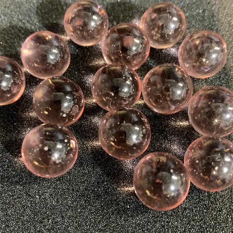 14-Pink Clear Glass Marbles 1/2"