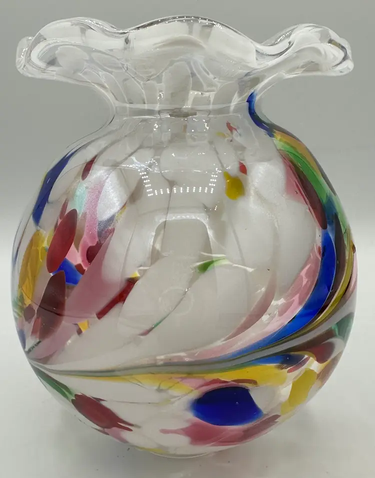 Blown Glass Confetti Vase Poland
