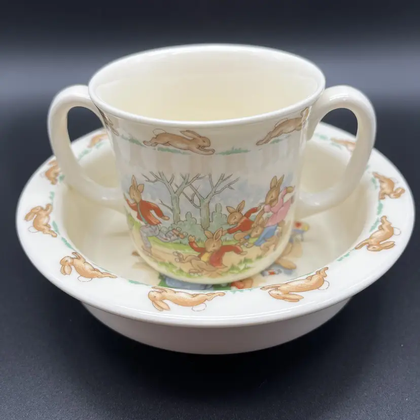 Bunnykins Baby or Childs Bowl and Cup - Royal Doulton - Bone China