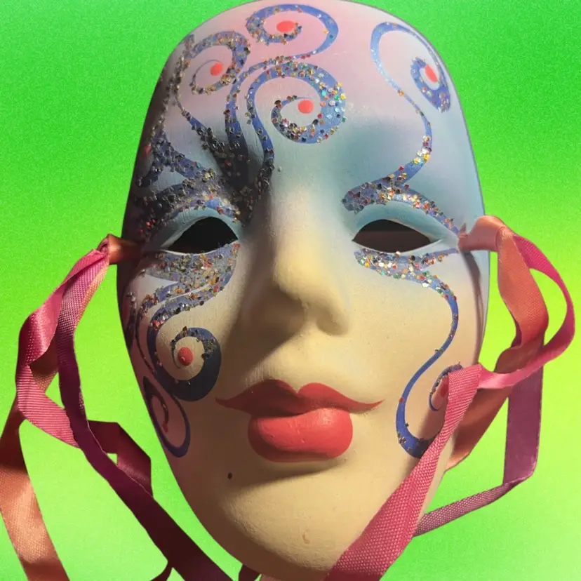 Signed Vintage 1979 Hand Painted Mask Wall Decor