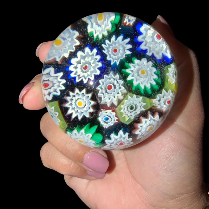 Vintage Murano Paperweight Millefiori Art Glass Cane