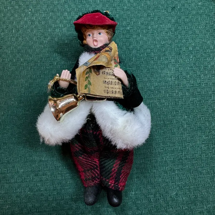 Choir Child Holding Bell Song Sheet 7" Tall