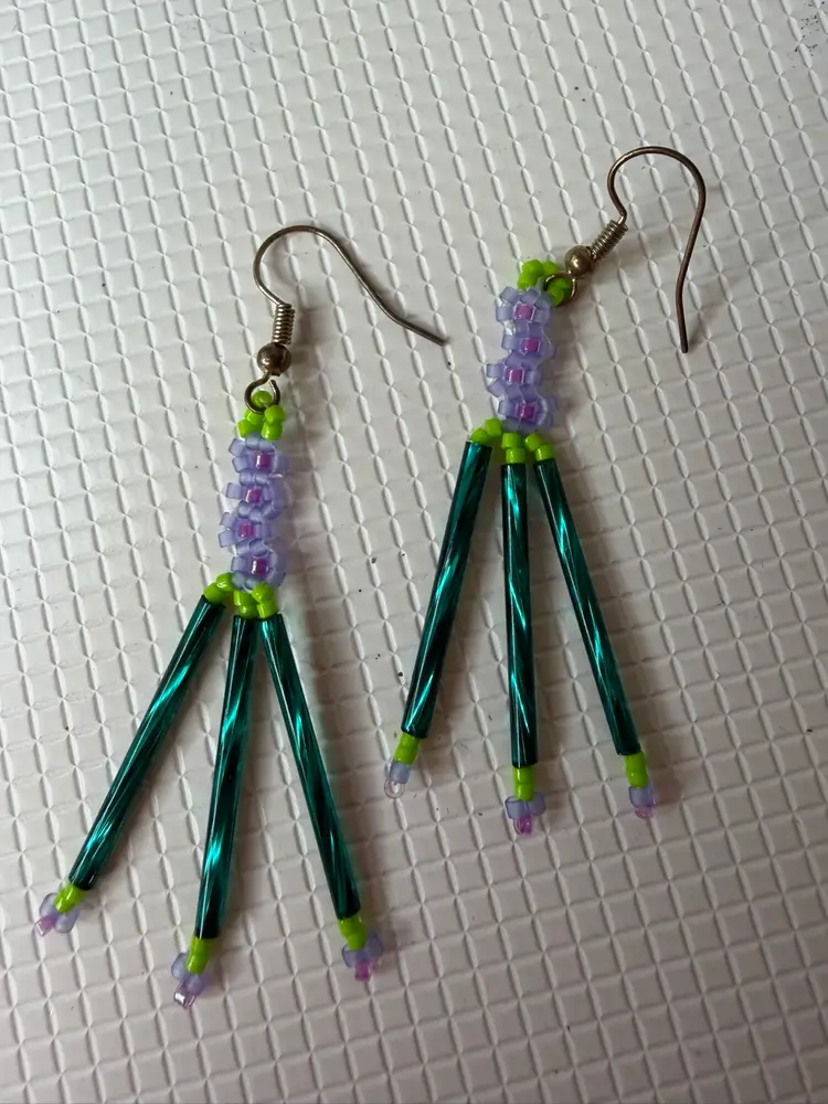 Beaded Earrings With Flowers On Top