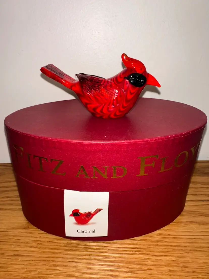Fitz And Floyd Glass Menagerie Cardinal Hand Blown Glass Art In Box
