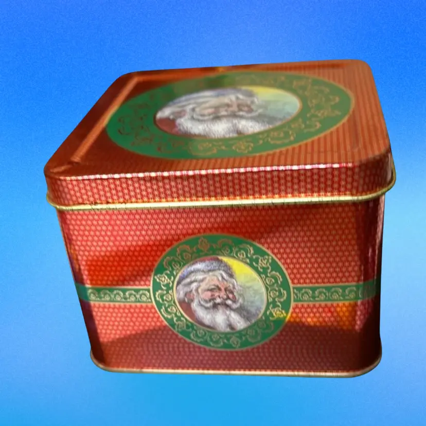 Vintage square holiday tin box