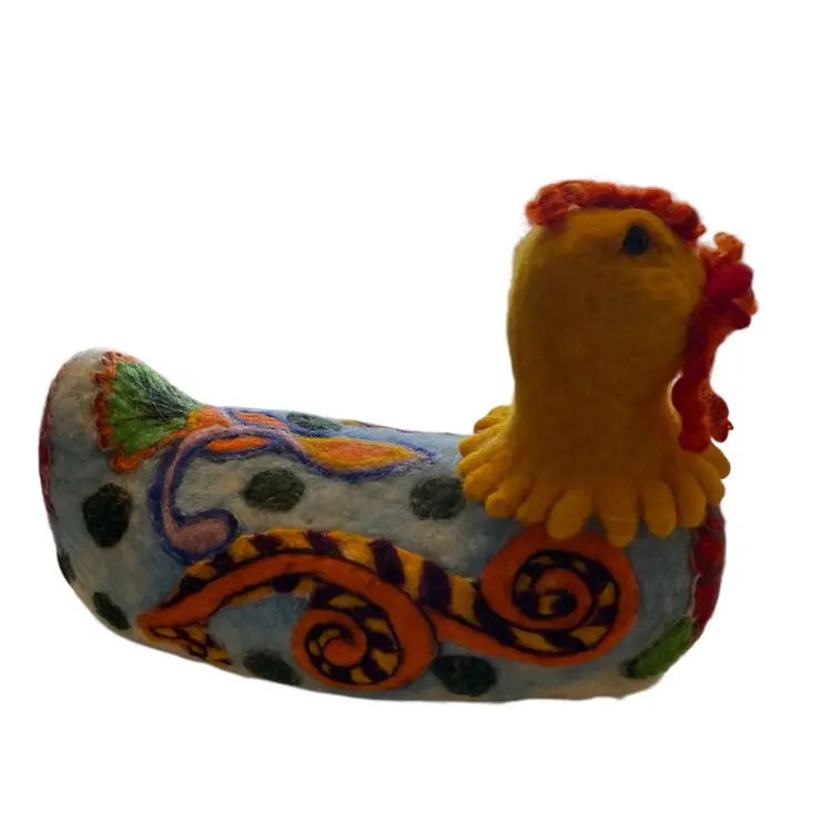 Handmade decorative felt Rooster/chicken By Terri Biondolino. Floral