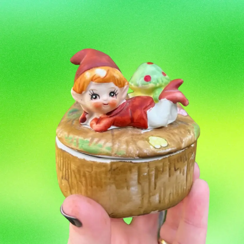 Vintage Homco Pixie Trinket Box