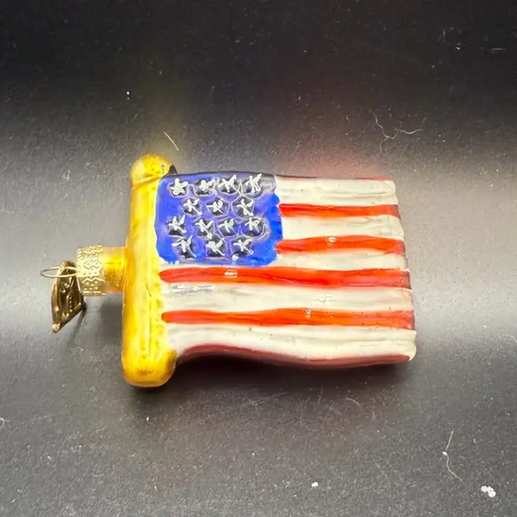 Thomas Pacconi American Flag Glass Christmas Ornament
