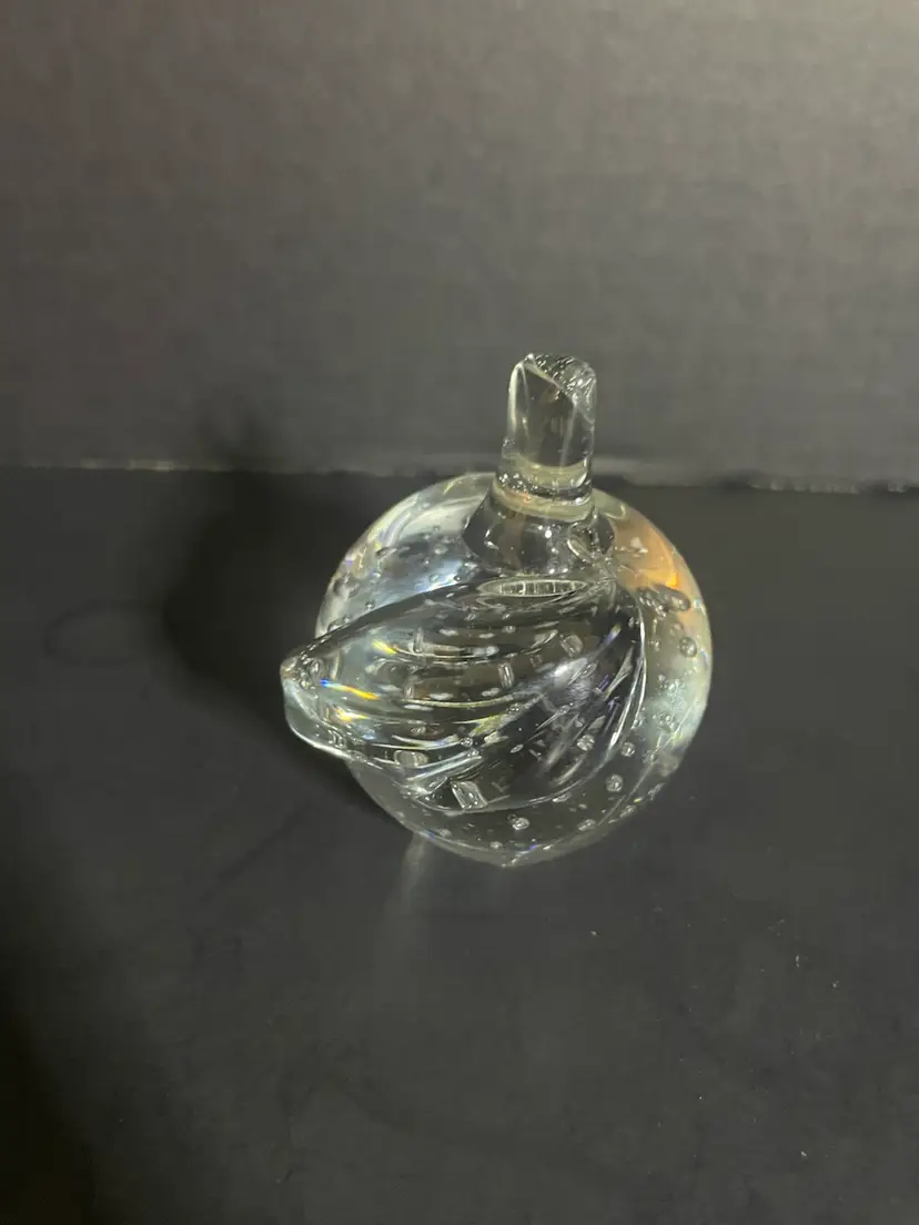 Clear Glass Bellaconte Apple Paperweight 3” By 2.5”