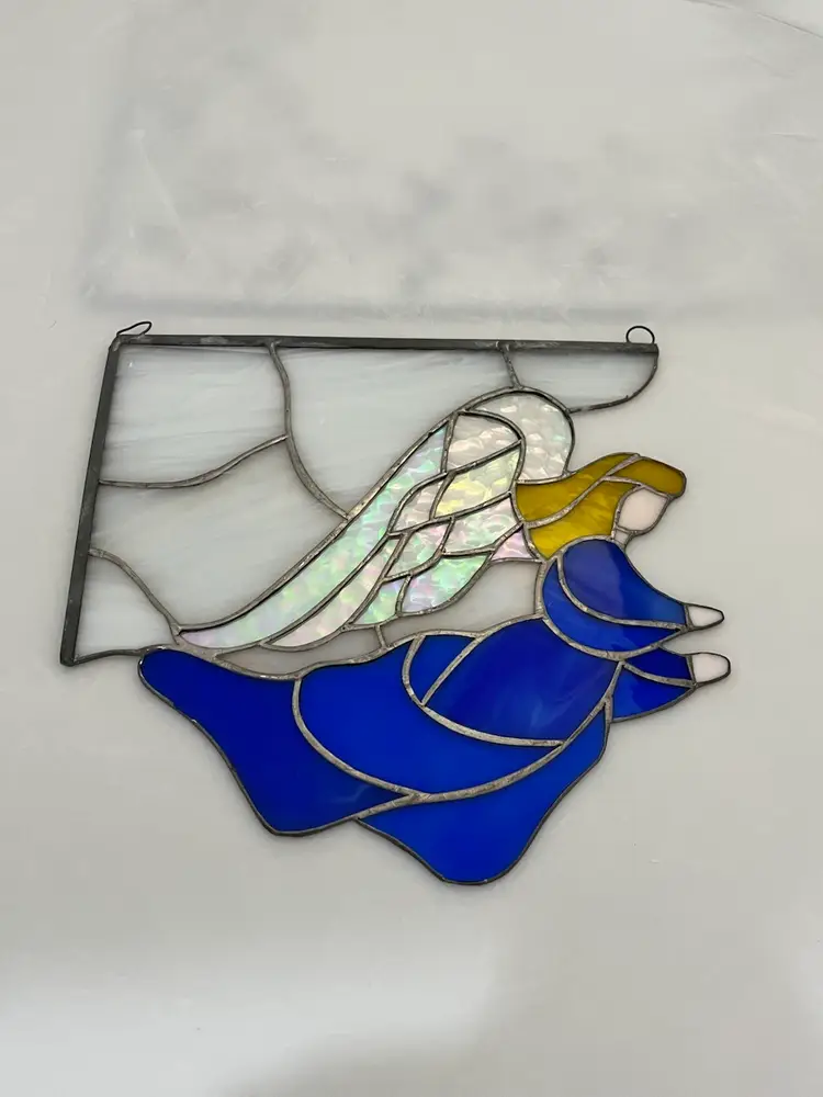 Beautiful Angel With Iridescent Wings Stained Glass