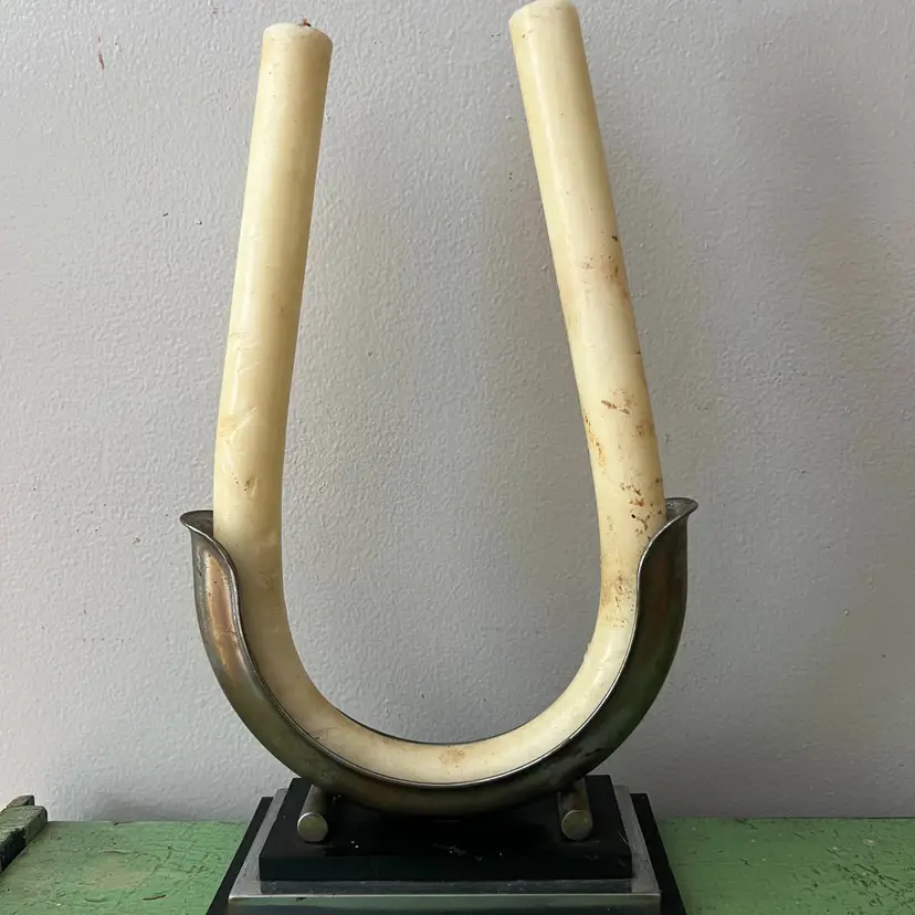 Dole Valve Co U Shaped Mid Century/ Art Deco Candle Holder & Candle. Bakelite Base.