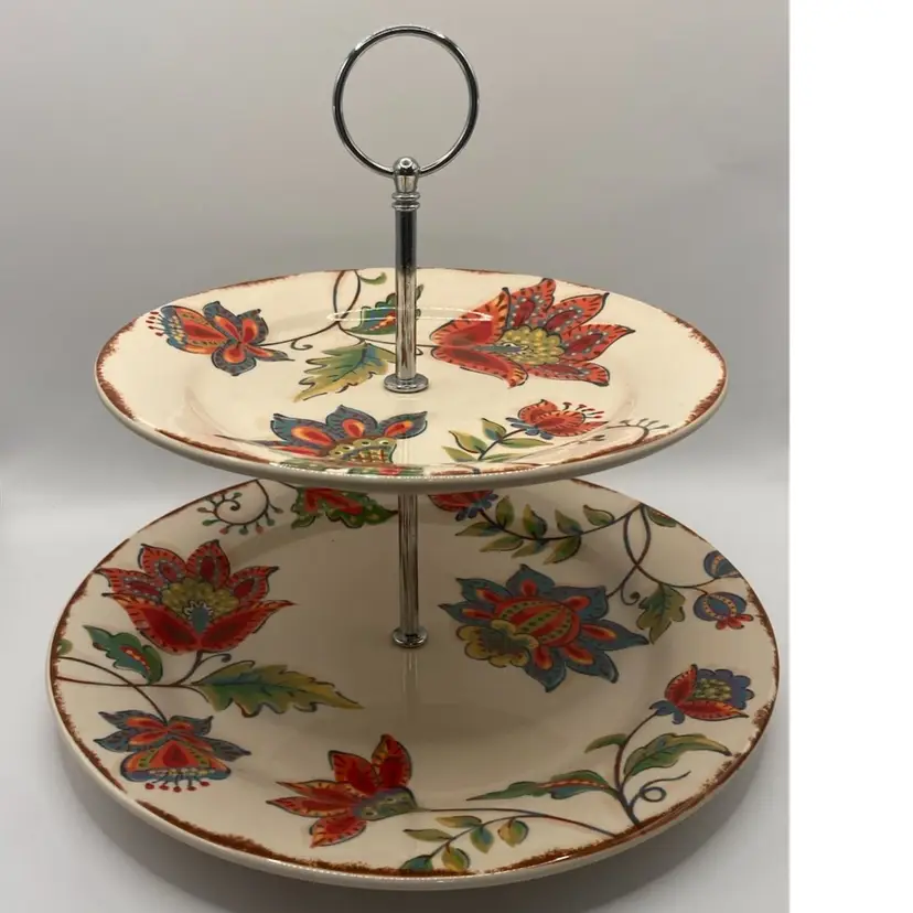 Pier 1 “Elizabeth” 2 Tiered Tidbit/Pastry Tray, ~9” Tall