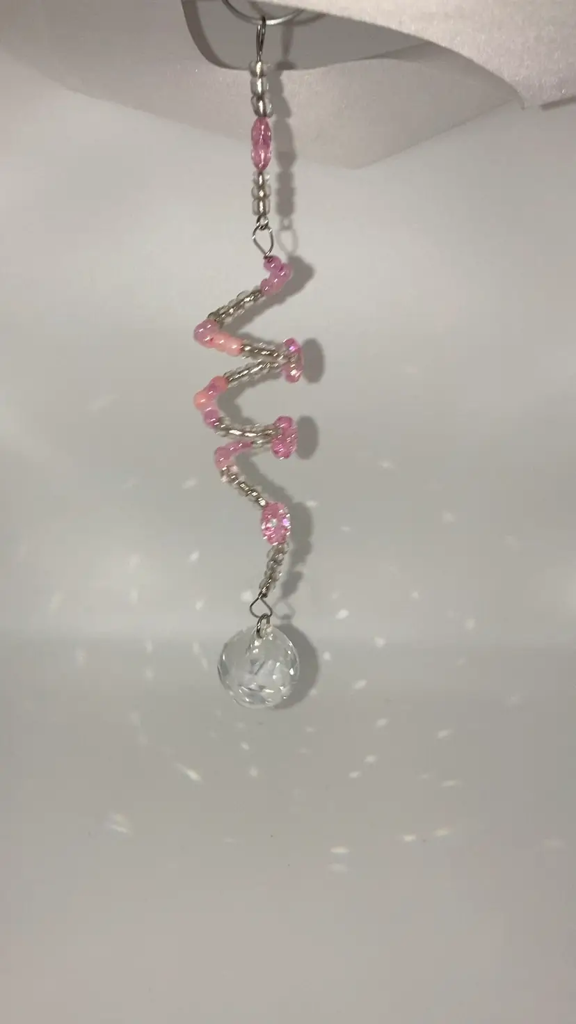 Pink Sun Catcher Handmade By Me! 6” When Hanging! Excellent  Gift!