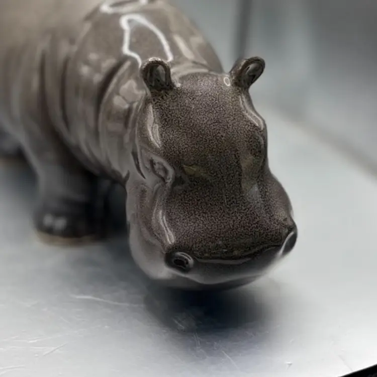 Ceramic Hippo - 9” long x 4.5” ht