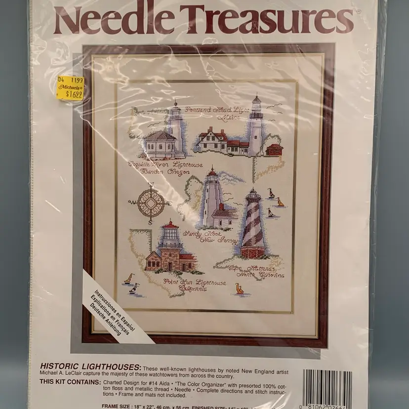 Cross Stitch Kit Historic Lighthouses 14x18” Finished Size. New