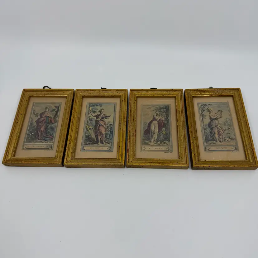 4 Vintage Gold Framed Prints “Iconologie Par Figures” Series Muses Of Music 6”