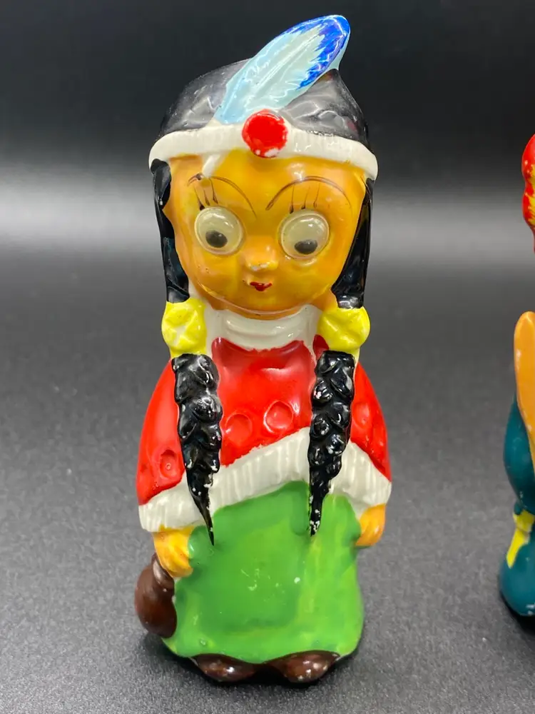 Vintage, Kitschy Native American Googley Eyed Salt And Pepper Shakers