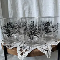 SET OF 6 MCM WHISKEY GLASSES MEN IN OIL FIELD