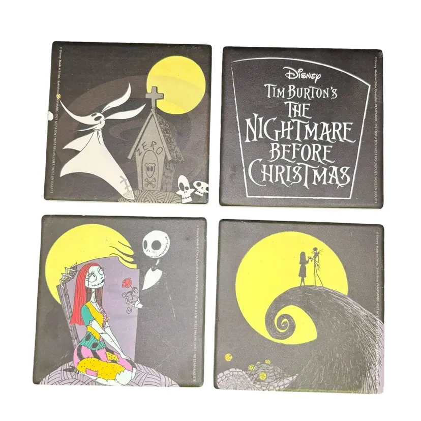 Nightmare Before Christmas Jack Skellington Set Of 4 Ceramic Coasters Disney*