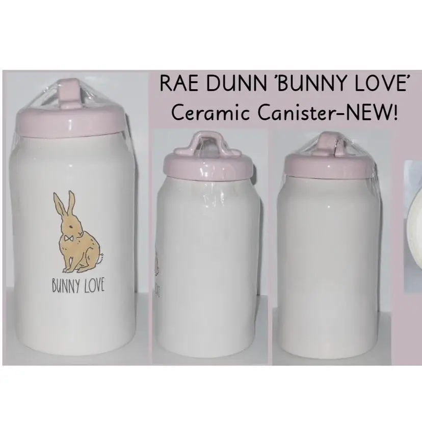 Rae Dunn BUNNY LOVE Easter Canister/Cookie Jar, NEW!