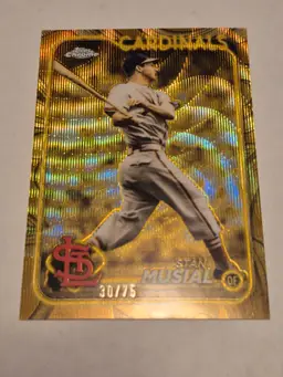 Stan Musial 2024 Topps Chrome Gilded Gold Wave /75 #103 Cardinals