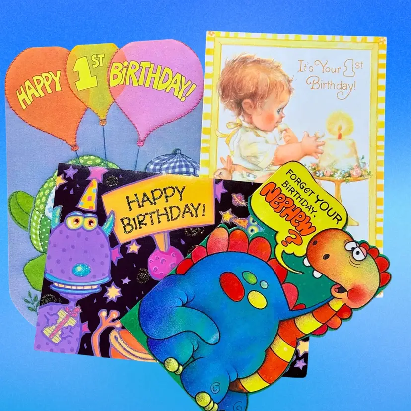 Lot/4 Vintage Teen Birthday Cards, Used