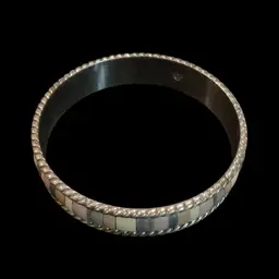 Silvertone Brighton Bangle Bracelet. With Beautiful  Enamel Pastel Color Inlay.