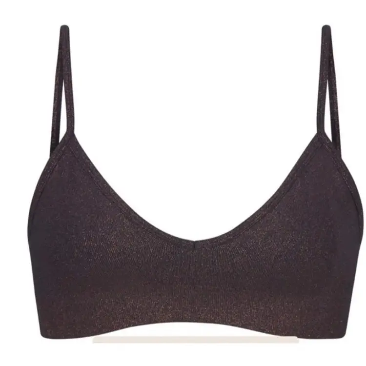 NWT Skims Soft Smoothing Seamless Lurex Smoothing Bralette in Eclipse