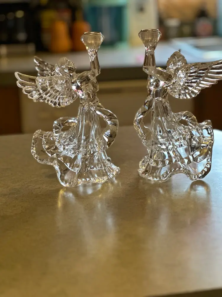Crystal angel candlestick holders by
RAZ Imports