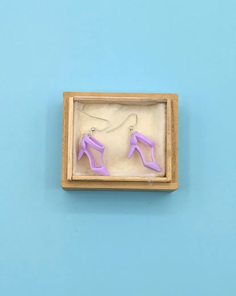 Whimsical Purple Barbie High Heel Earrings