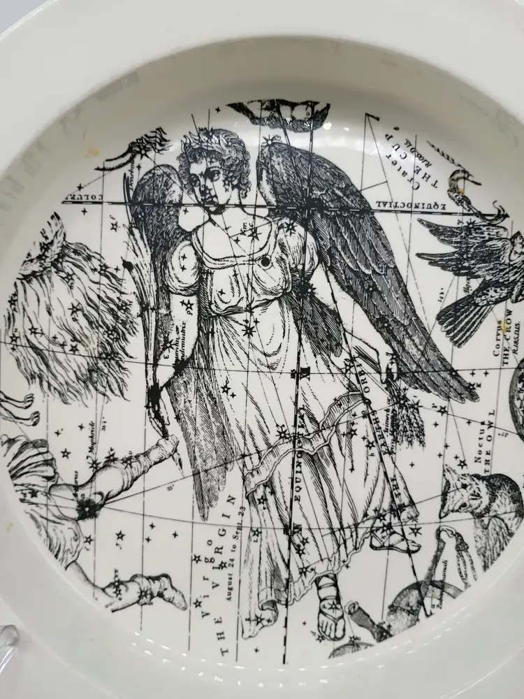 Vintage Iroquois China Virgo Astrology Bowl 9.25" MCM Zodiac Rim Soup /Pasta / Salad Bowl.