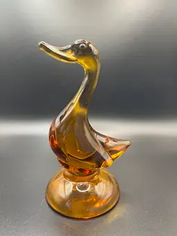 Vintage Viking Glass Amber Duck 5”