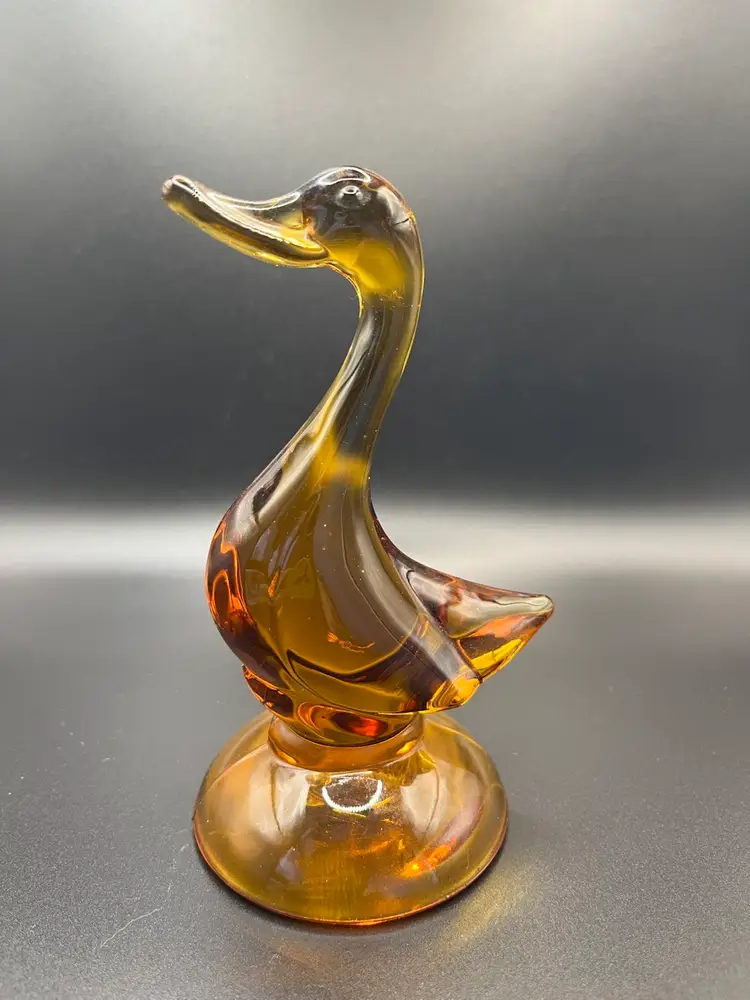 Vintage Viking Glass Amber Duck 5”