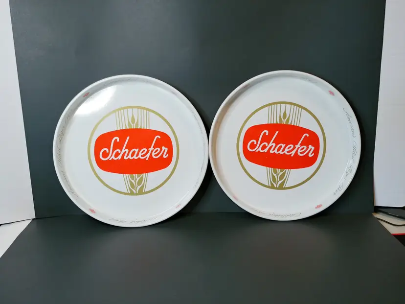 Schaefer Beer Tray Vintage Breweriana 1961 VTG Set of 2
