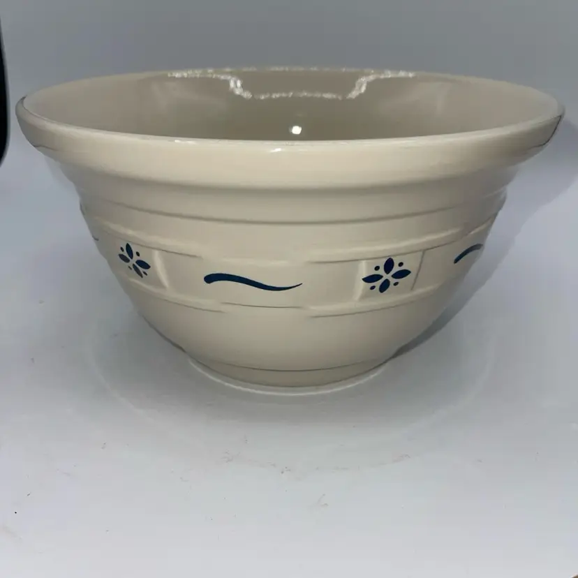 LONGABERGER Pottery Woven Traditions Blue 8” Mixing Bowl Made in USA
