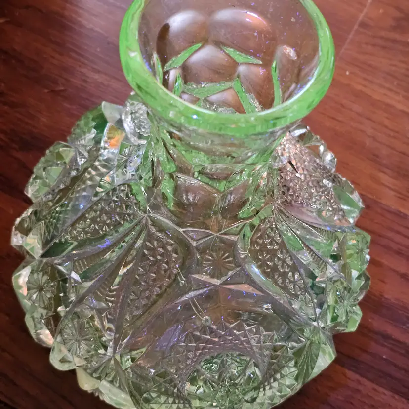 EAPG cut glass decanter Vase vintage 7.5" glows