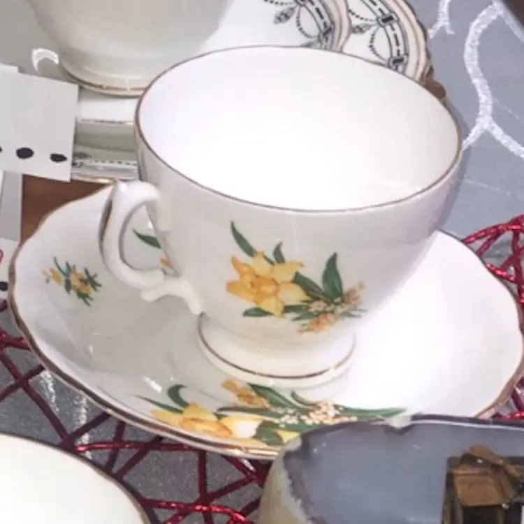 Vintage Yellow Floral Bone China Teacup ☕️