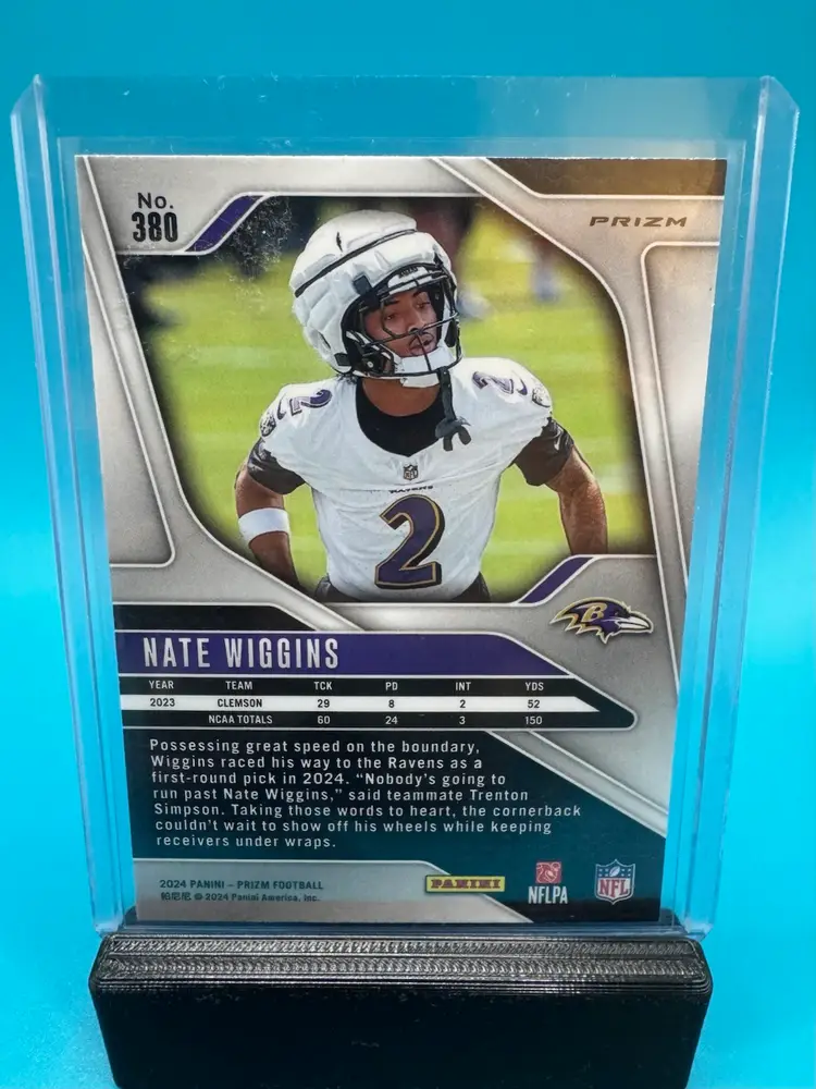 Nate Wiggins Prizm Disco RC Baltimore Ravens