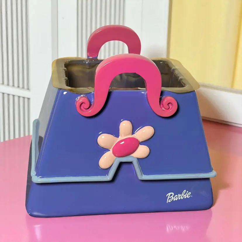 Barbie Purple Purse Planter Vase Exclusive For Florists FTD W Liner Ceramic Vtg
