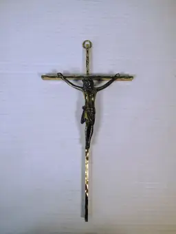Vintage Crucifix 10" Bronze and Brass West Gremany