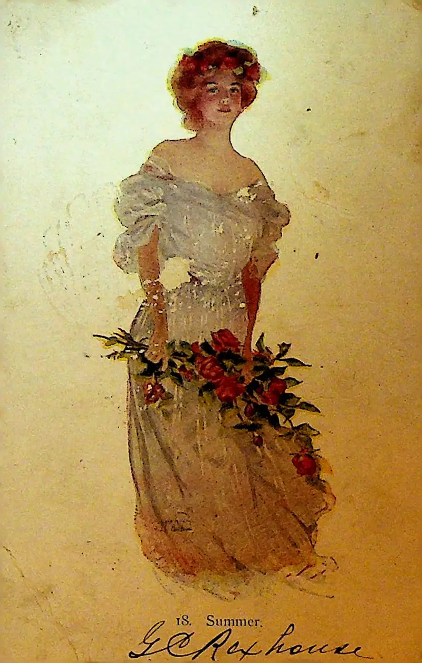 Summer Postcard Beautiful Woman Undivided Back