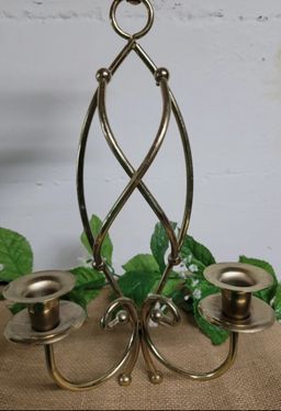 Vintage Goldstone Double Candle Stick Holder
