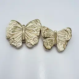 Herman Miller Chalk Ware Pair Of Butterflies Wall Hangings