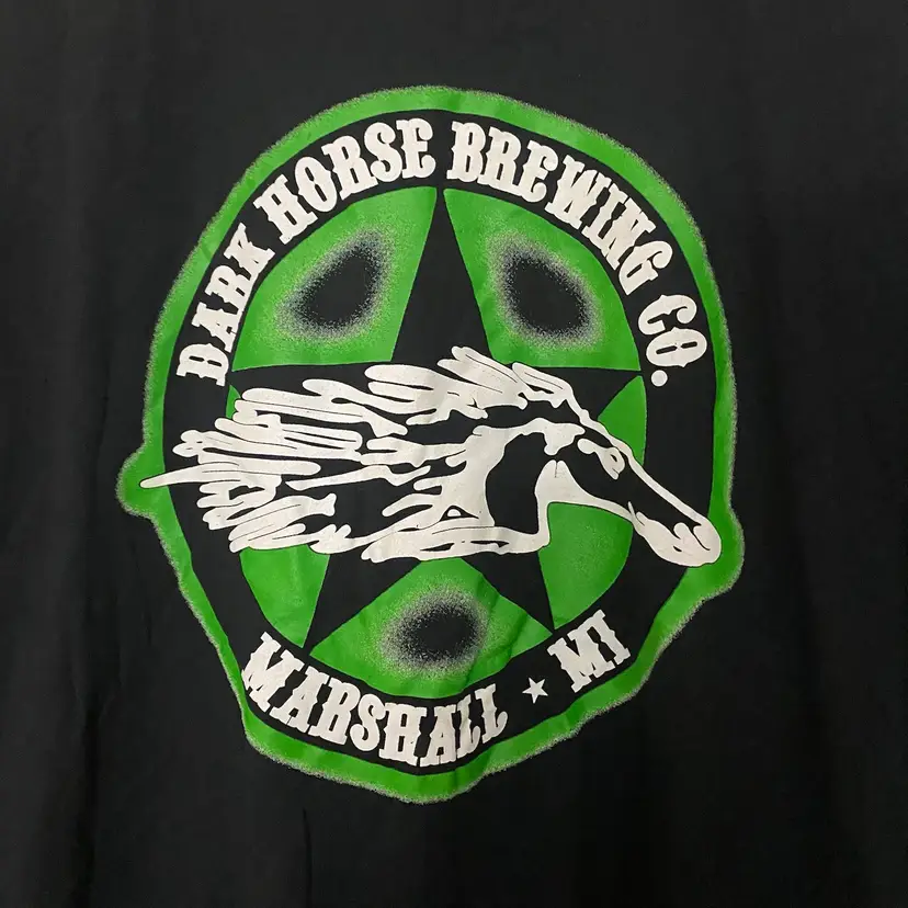Mens Graphic T Shirt Tee Black XL 46” Dark Horse Brewing Co Marshall MI Beer