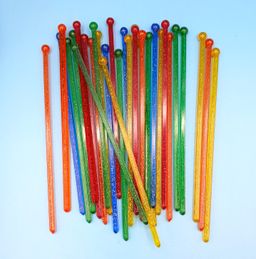Set of 31 Plastic Glitter Swizzle Sticks, Retro MCM Barware Stirrer Set