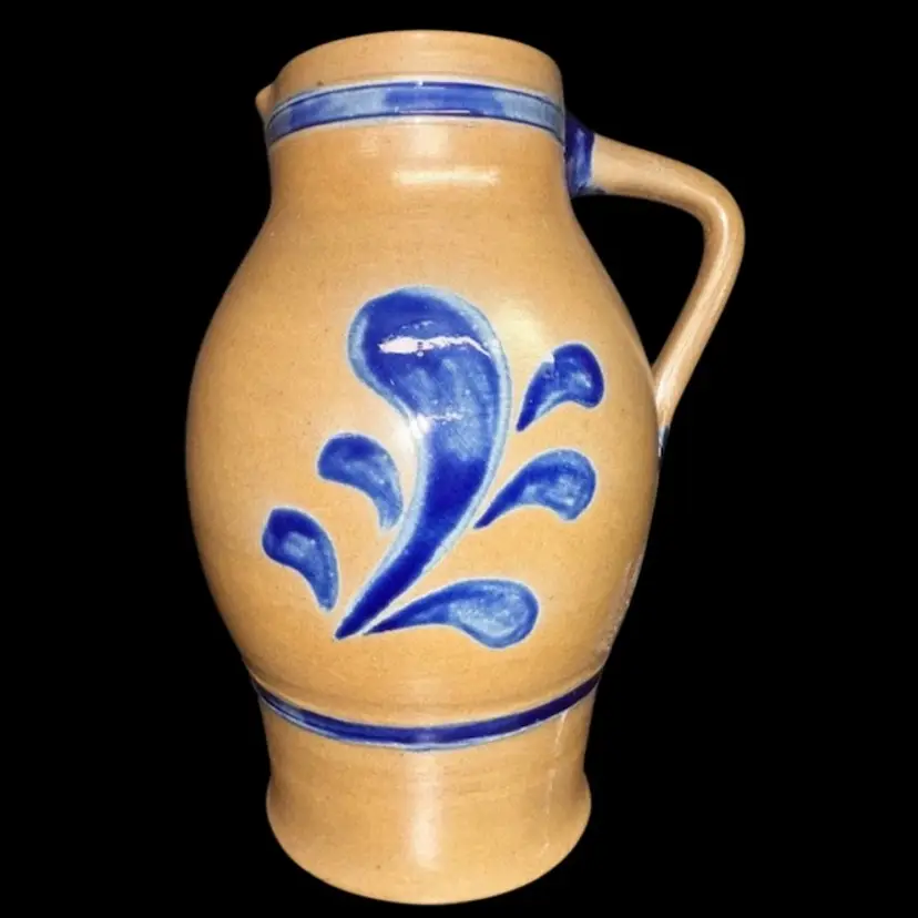 Vintage Glazed Stoneware 9.5” Pitcher, Portugal