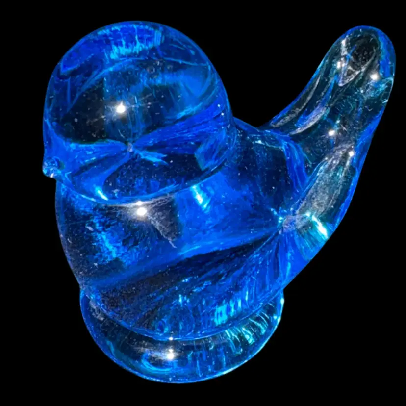 1988 Studio Glass Handblown Miniature Blue Bird Of Happiness Art Collectable Artist Signed Ron Ray