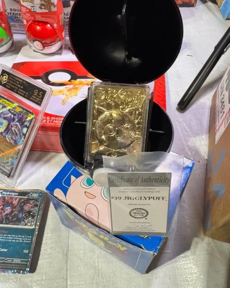 Pokémon 4 graded slabs, stacks of cards 24kt GOLD plated jigglypuff